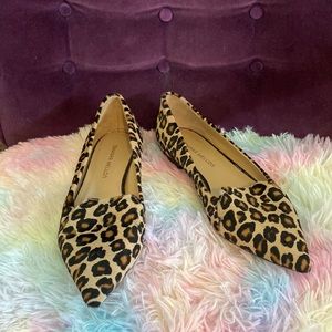Tamara Mellon Animal Print Pointed Toe Flats